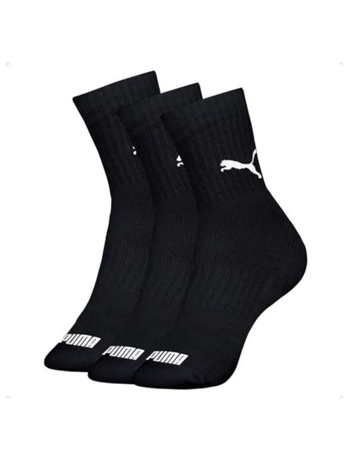 Kit Meia Cano Médio Puma 3 Pares Esportiva Masculina - Preta