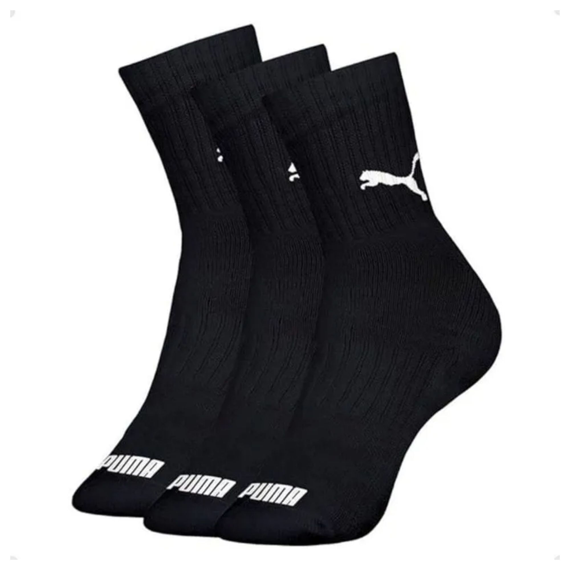Kit Meia Cano Médio Puma 3 Pares Esportiva Masculina - Preta