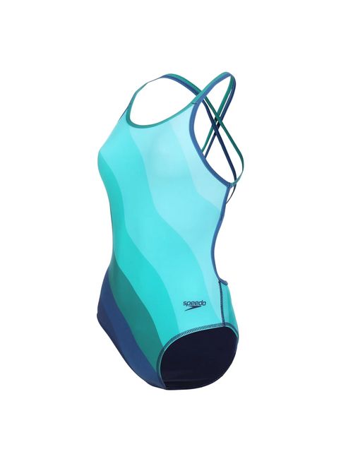 Maiô Speedo Four Stripes Waves Feminino - Azul