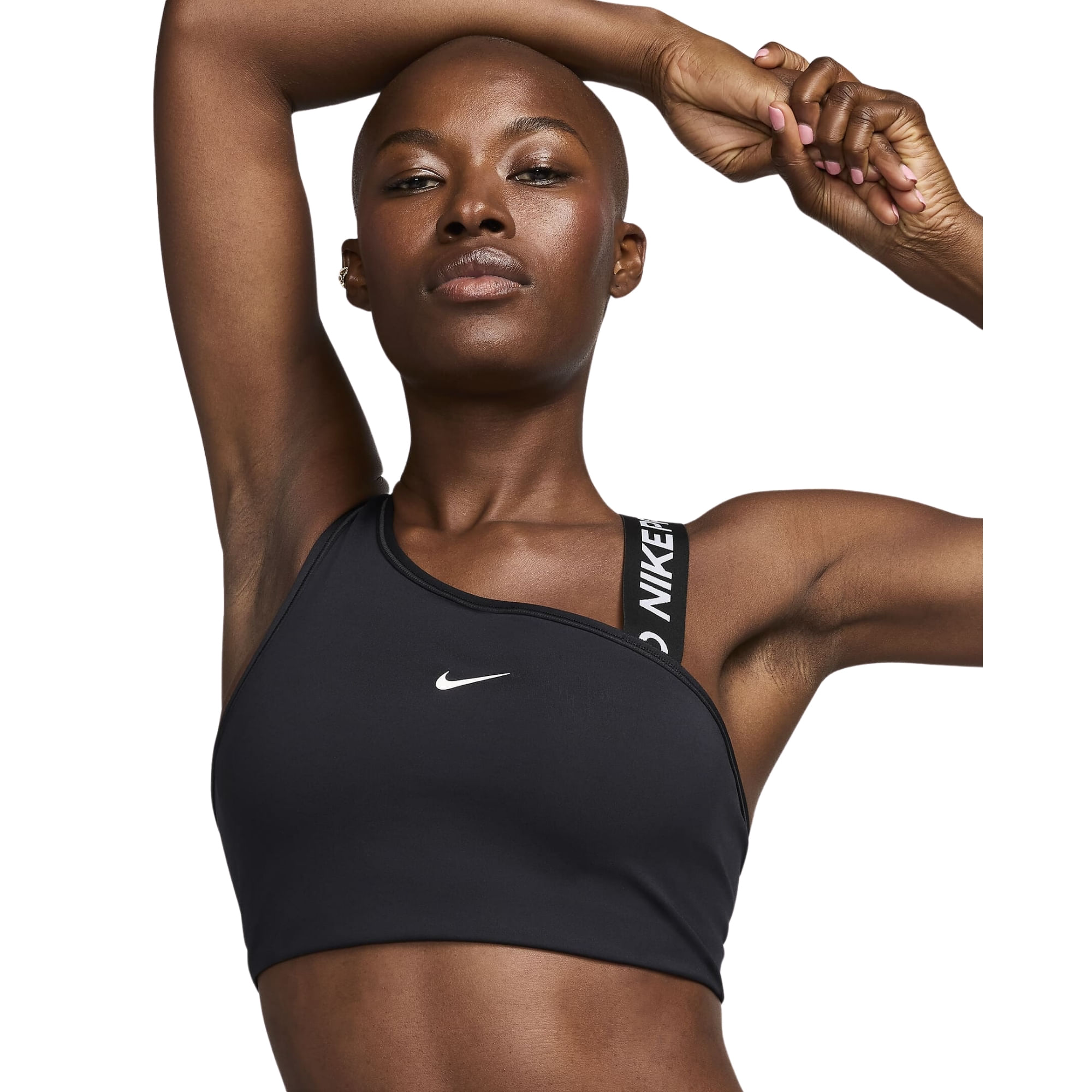 Top Nike Pro Swoosh Assimétrico Feminino - Preto