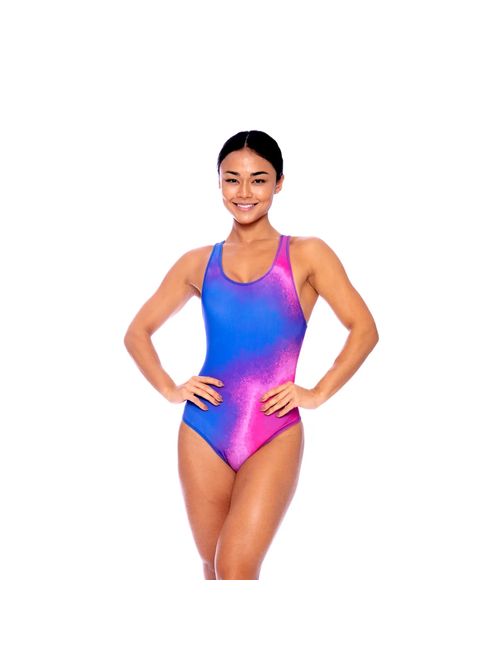 Maiô Speedo High Speed X Particle Feminino - Rosa/Roxo