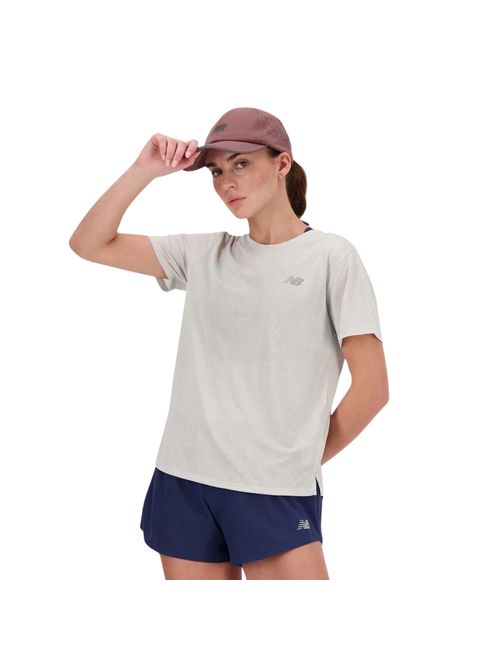 Camiseta New Balance Athletics Run Feminina - Cinza Claro