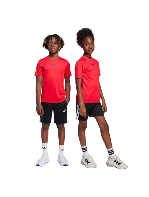 Conjunto Adidas Train Essentials Três Listras Infantil - Vermelho/Preto