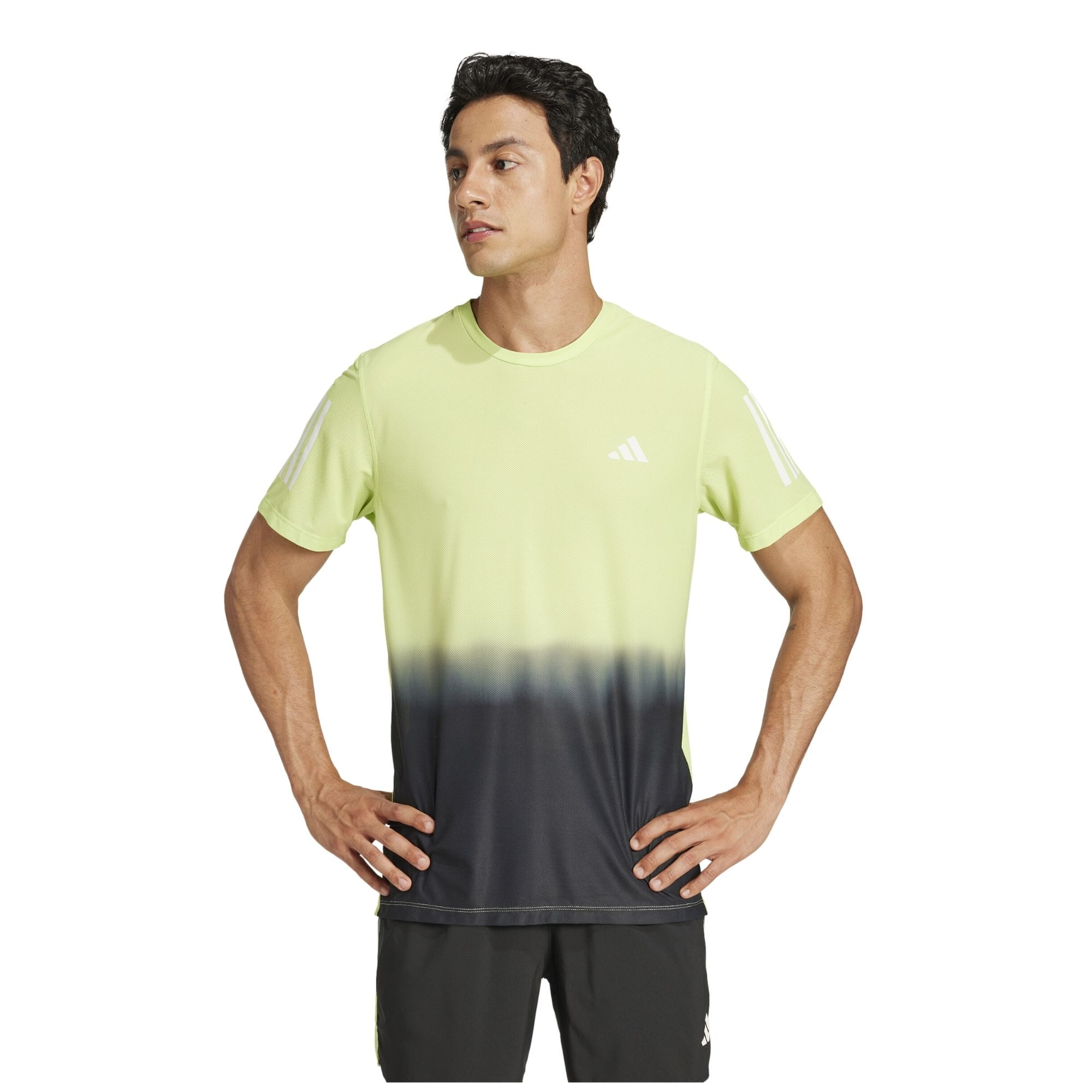 Camiseta Adidas Own The Run Climacool Colorblock Masculina - Verde Limão