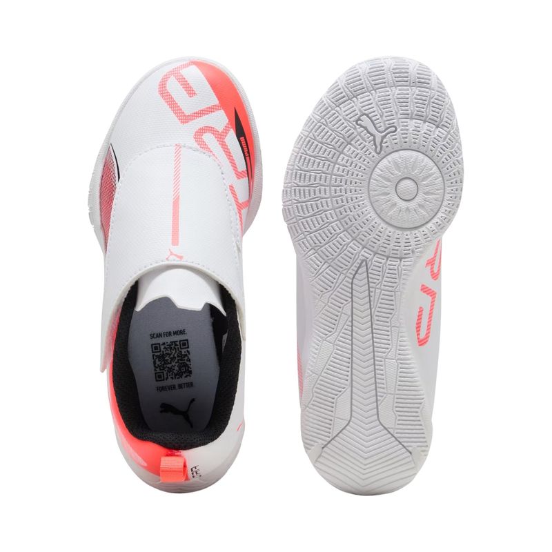 chuteira-futsal-puma-ultra-5-play-velcro-memphis-infantil-branca-vermelha