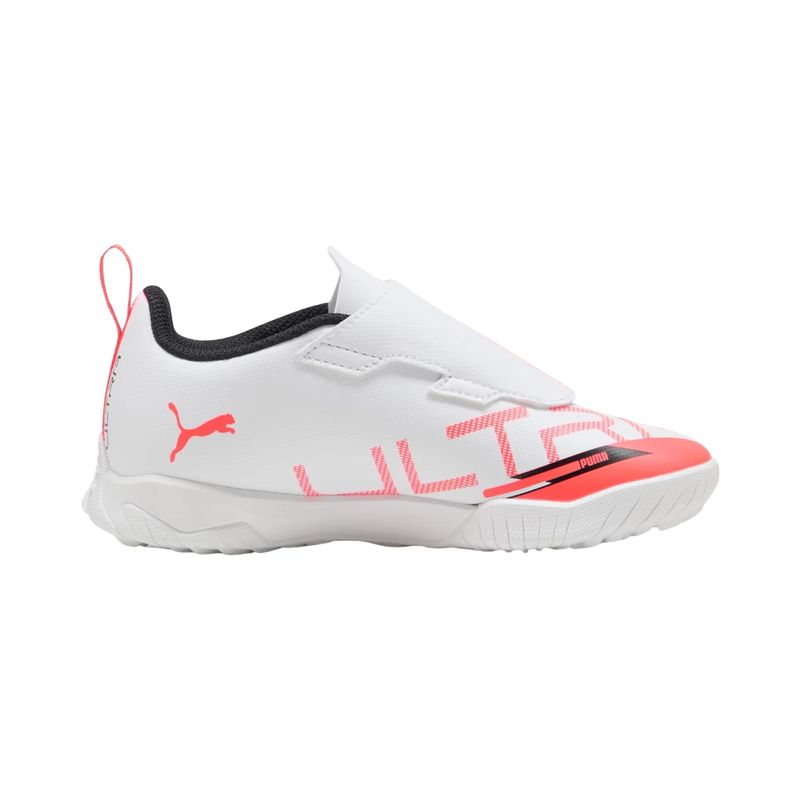 chuteira-society-pum-ultra-5-play-velcro-memphis-infantil-branca-vermelha