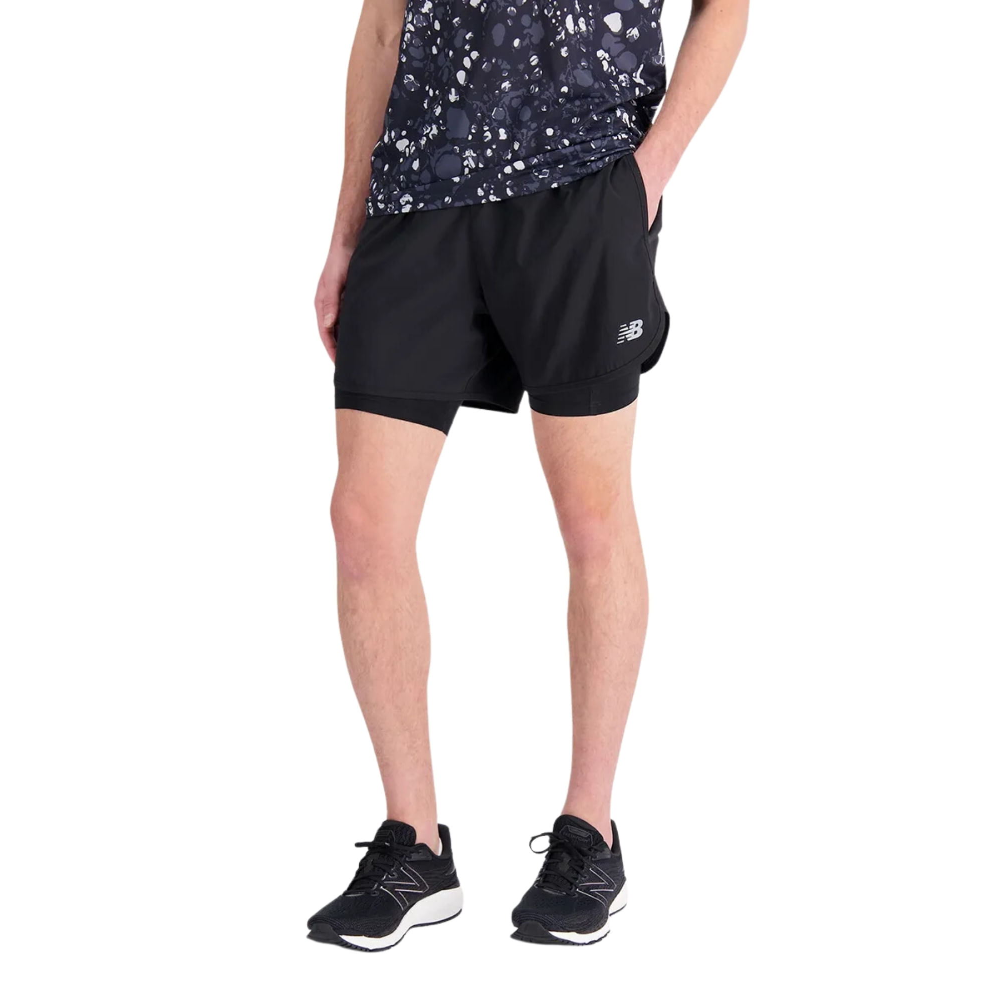 Shorts New Balance Accelerate 2 Em 1 Masculino - Preto