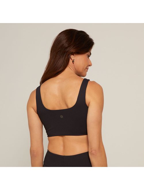 Top Yoga Square Preto Canelado Cora