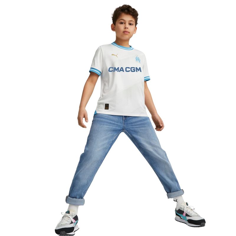 Camisa Olympique De Marseille 23/24 Puma Home Infantil - Branca