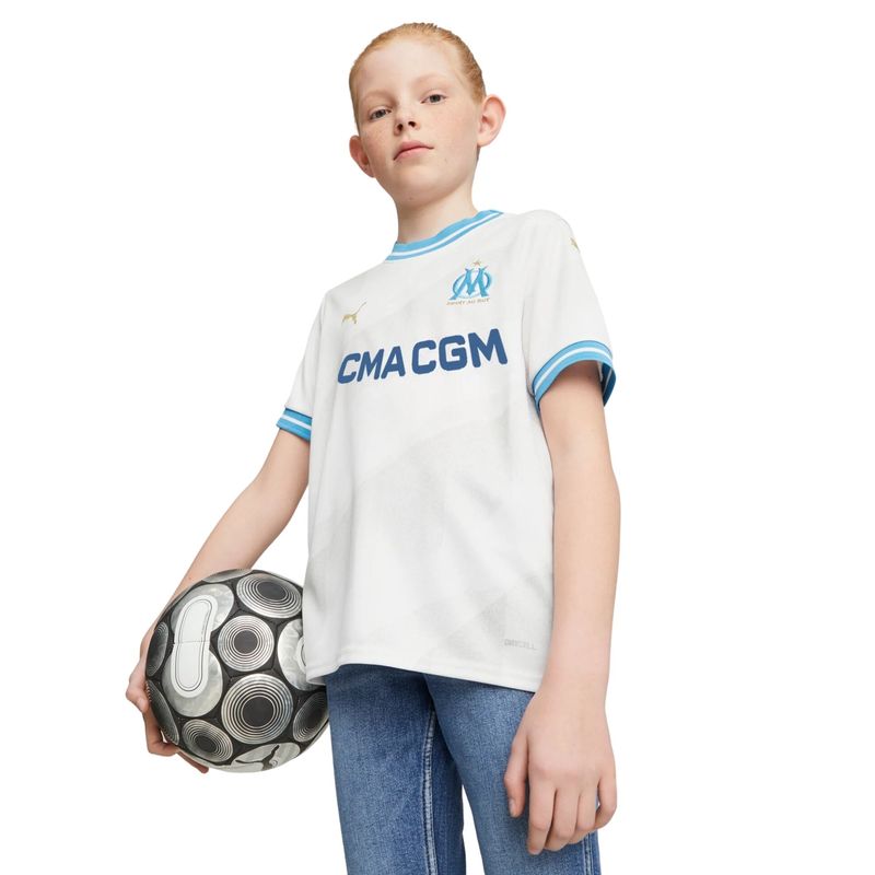 Camisa Olympique De Marseille 23/24 Puma Home Infantil - Branca