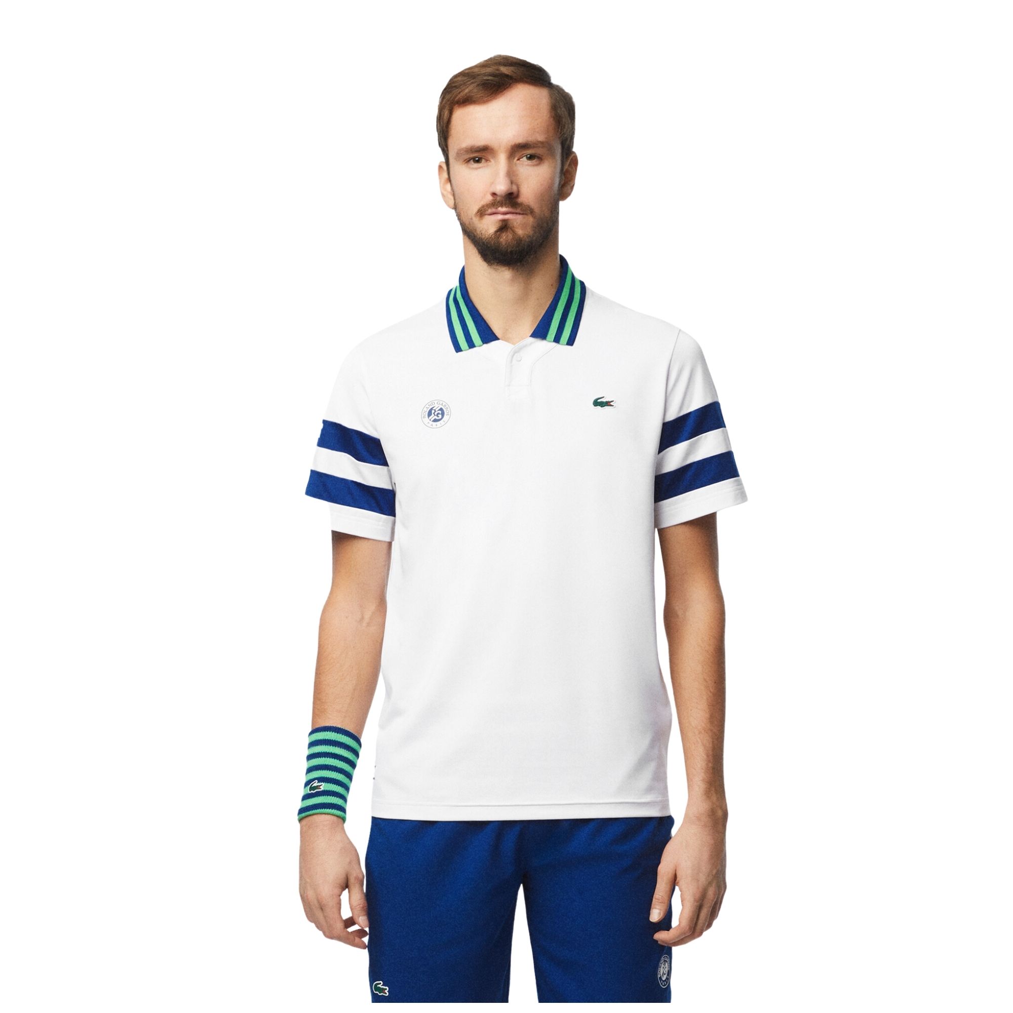Camisa Polo Lacoste Roland Garros Daniil Medvedev Masculina - Branca/Azul
