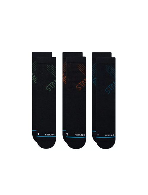 Kit Meia Stance Prime Crew Cano Alto 3 Pares Masculina - Preta