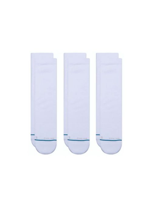Kit Meia Stance Prime Crew Cano Alto 3 Pares Masculina - Branca