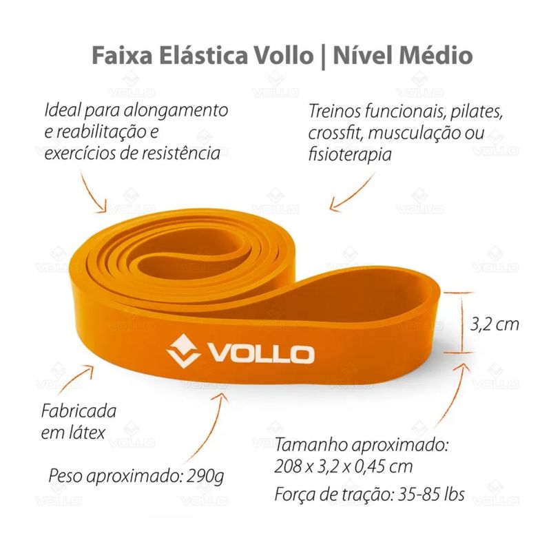 faixa-elastica-vollo-super-band-extensor-nivel-medio-32mm-unissex-laranja
