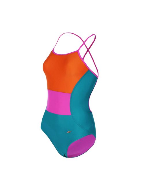 Maiô Speedo New Cross II Feminino - Azul/Multicolor