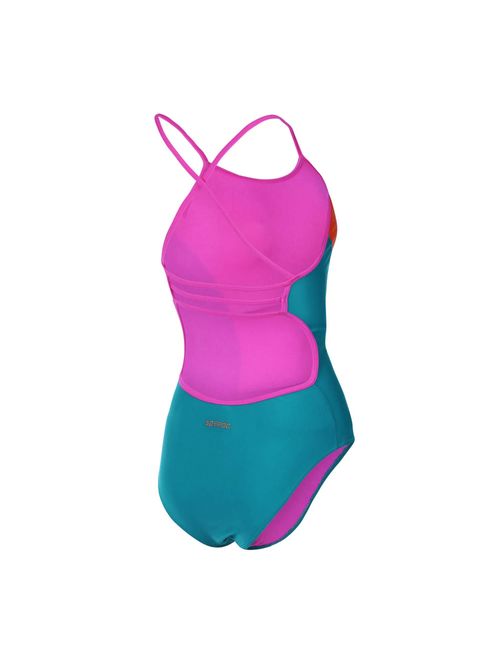 Maiô Speedo New Cross II Feminino - Azul/Multicolor