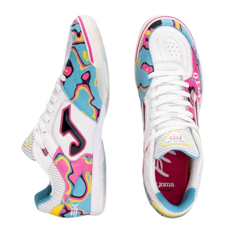 chuteira-futsal-joma-top-flex-pito-masculina-rosa-branca