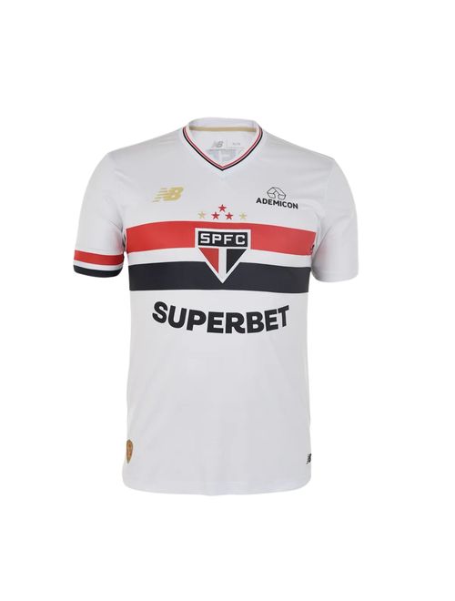 Camisa São Paulo I 25/26 New Balance Torcedor Masculina - Branca/Vermelha
