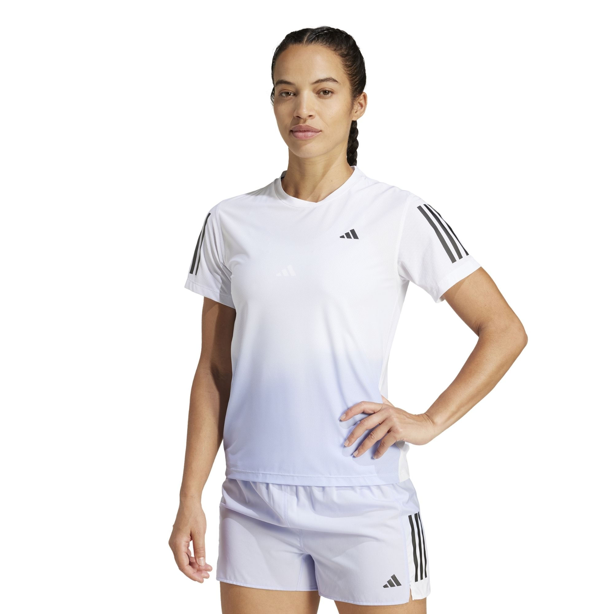 Camiseta Adidas Own The Run Climacool Base Feminina - Branca/Lilás