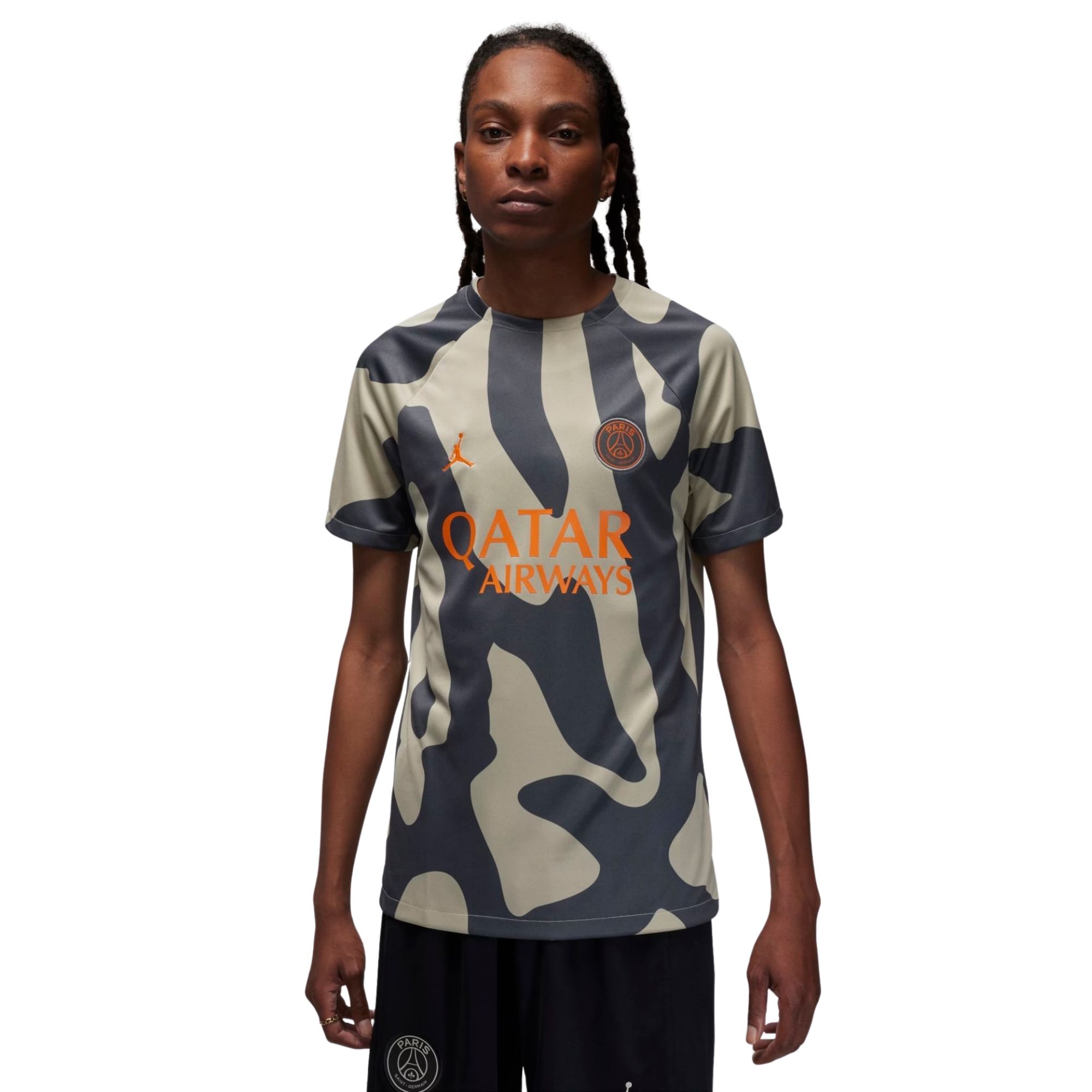 Camisa Paris Saint-Germain III Nike Pré Jogo Masculina - Bege/Grafite