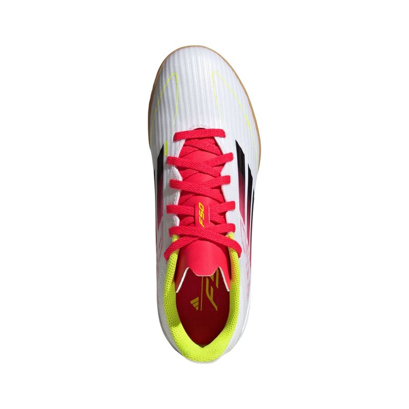 chuteira-futsal-adidas-f50-league-infantil-branca-vermelha