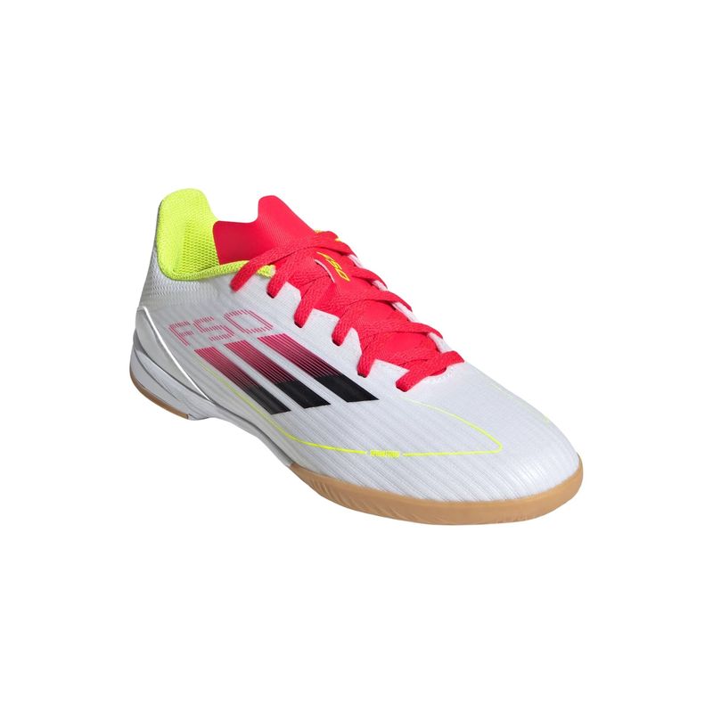 chuteira-futsal-adidas-f50-league-infantil-branca-vermelha