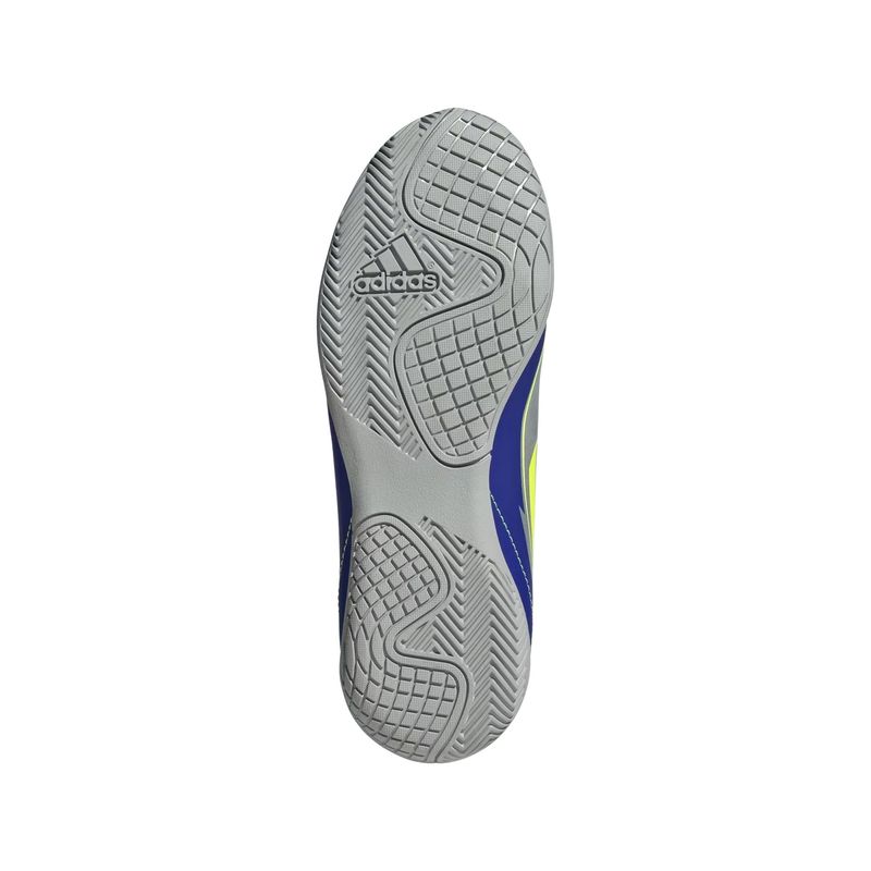 chuteira-futsal-adidas-f50-club-messi-infantil-cinza-azul