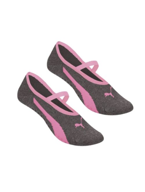 Meia Sapatilha Puma Antiderrapante Pilates Feminina - Cinza/Rosa