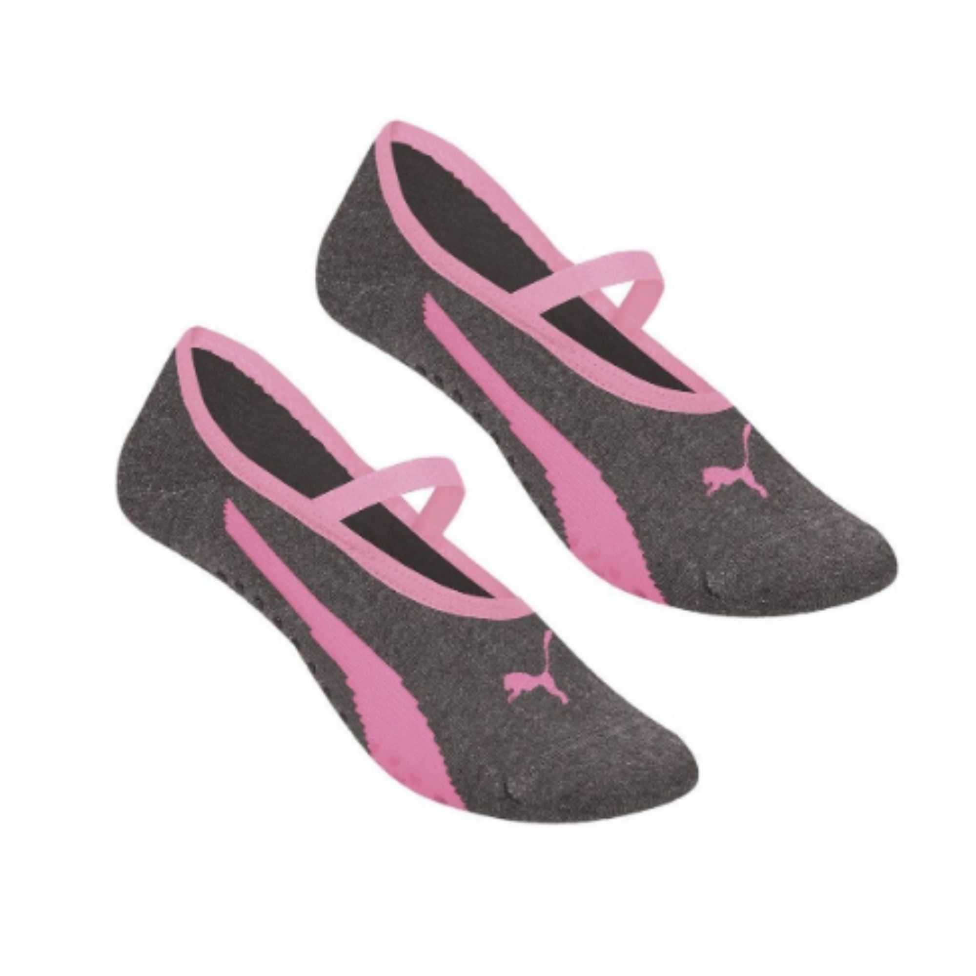Meia Sapatilha Puma Antiderrapante Pilates Feminina - Cinza/Rosa