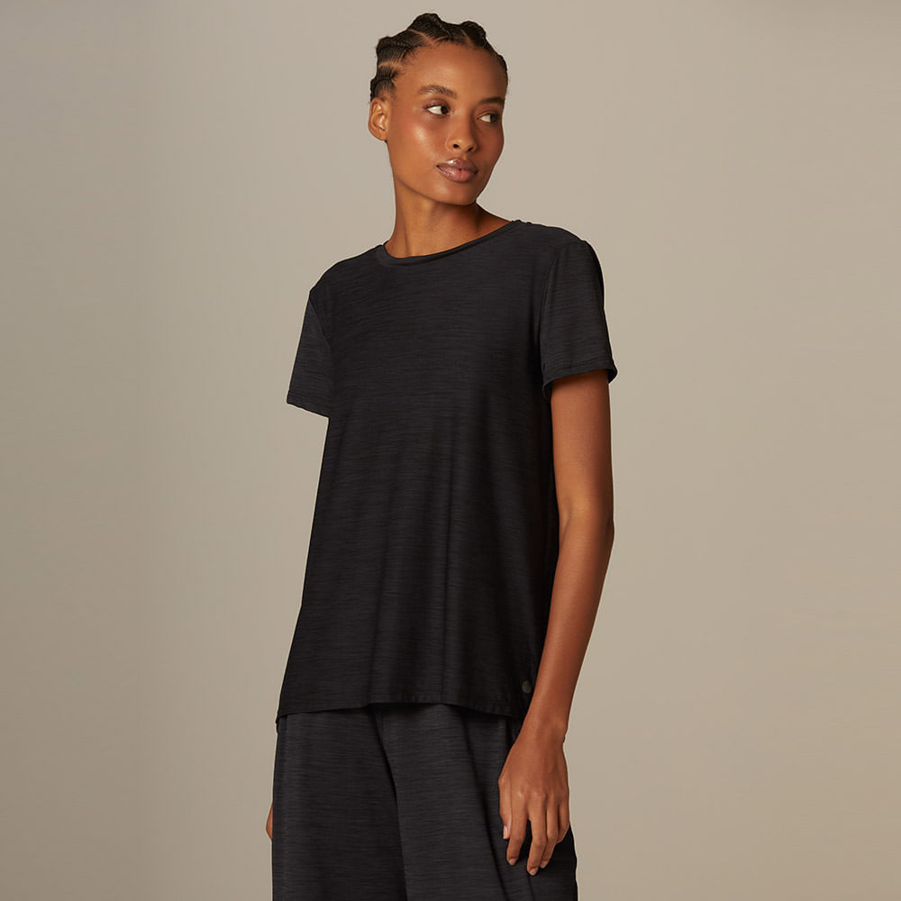 Blusa Fitness Prega Costas Preta Alba