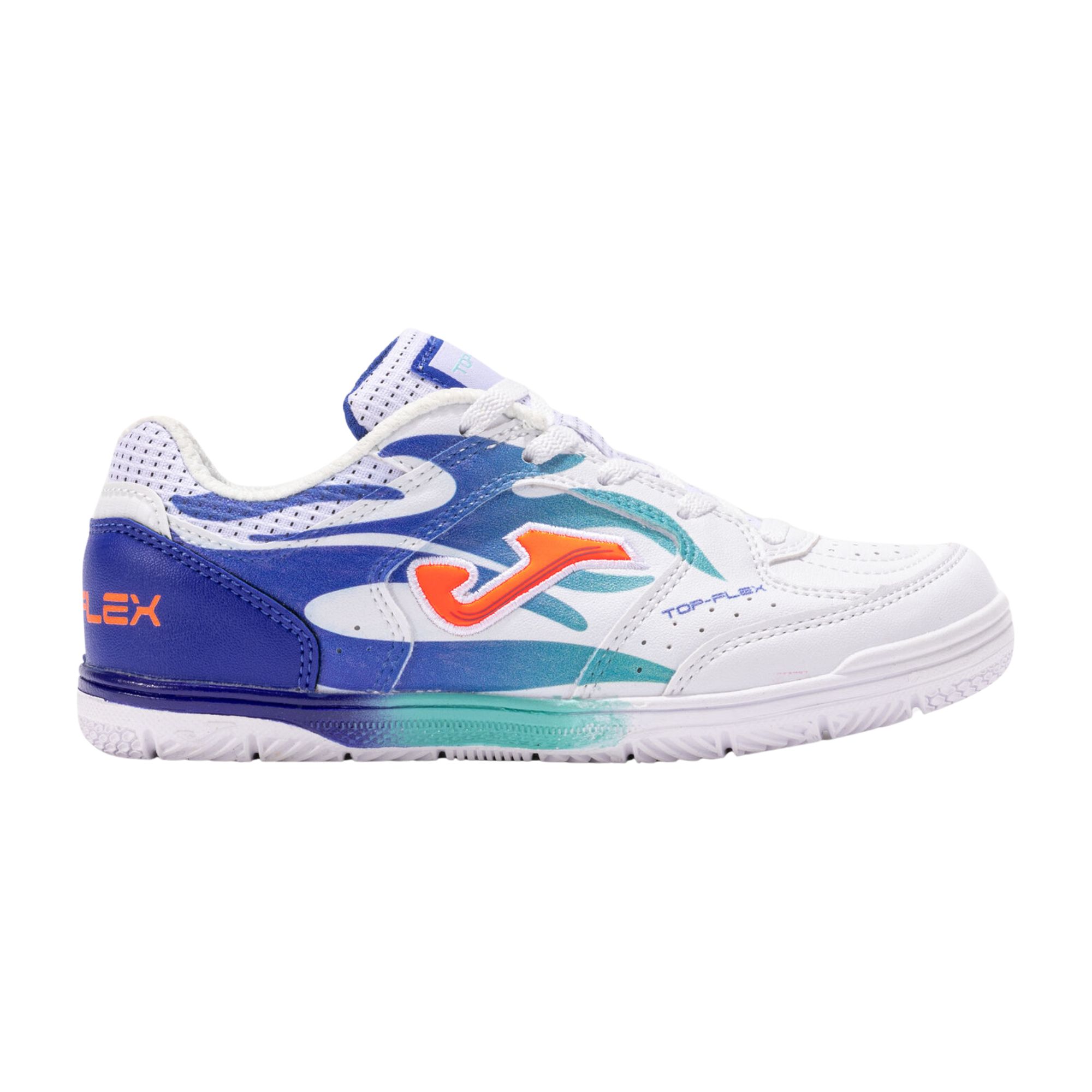 Chuteira Futsal Joma Top Flex 25 Infantil - Branca/Azul Royal