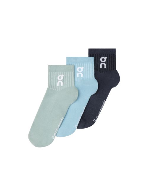 Kit Meia On Running Logo Sock Mid 3 Pares Unissex - Multicolor