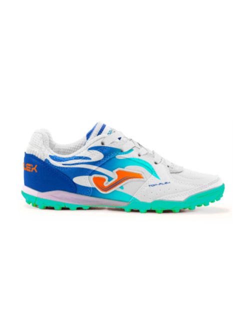 Chuteira Society Joma Top Flex Infantil - Branca/Turquesa