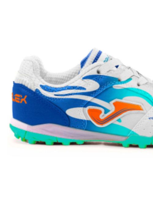 Chuteira Society Joma Top Flex Infantil - Branca/Turquesa