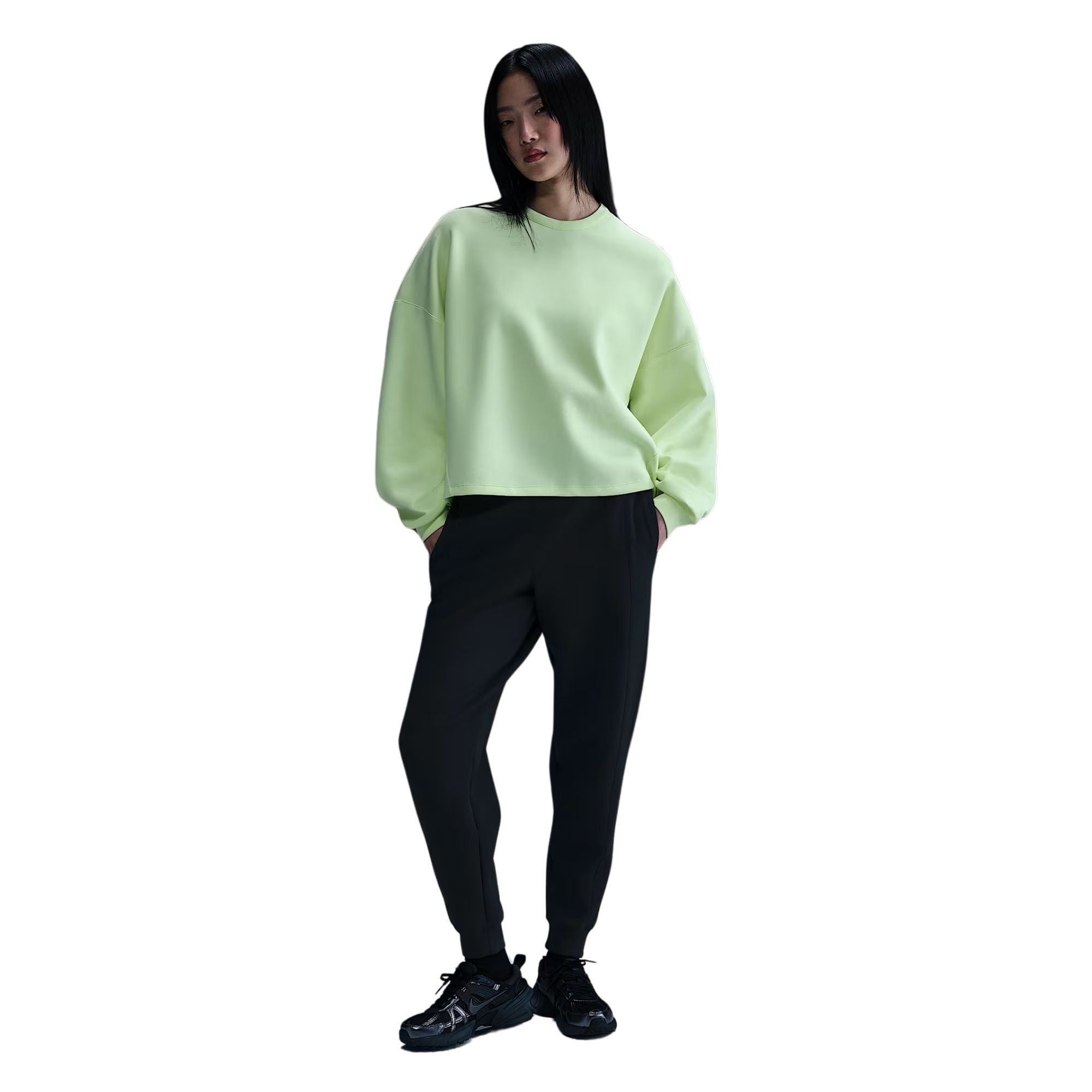 Blusão Nike 24.7 Impossibly Soft Knit Crew Feminino - Amarelo