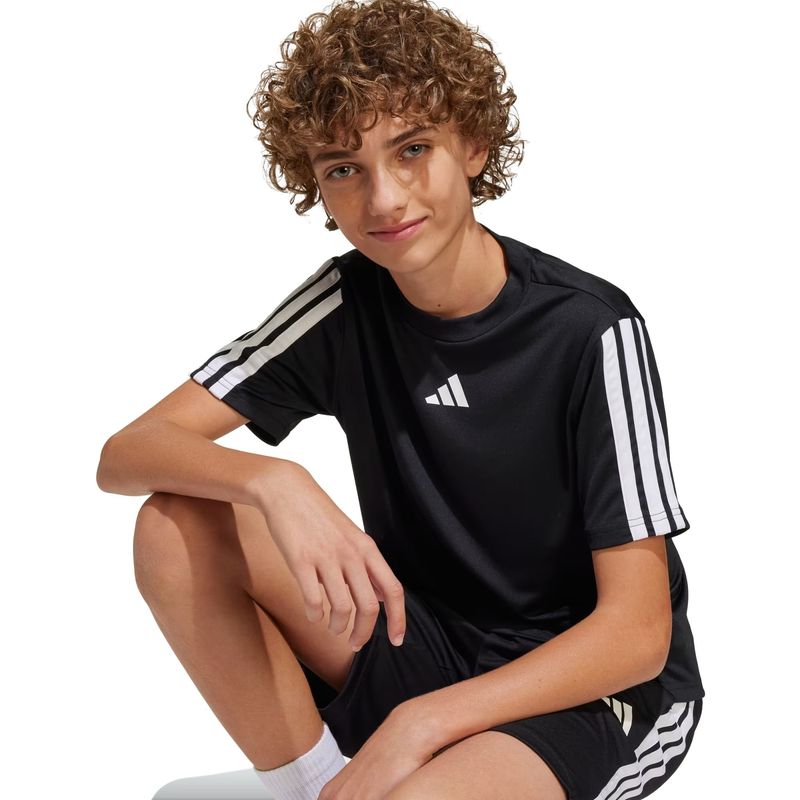 camiseta-adidas-train-essentials-tres-listras-infantil-preta-branca
