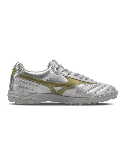 Chuteira Society Mizuno Morelia Elite II Pro As Masculina - Prata/Dourada