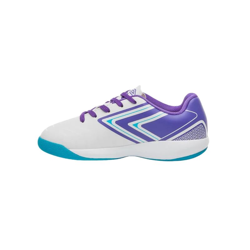 chuteira-futsal-umbro-pro-5-infantil-branco-roxo