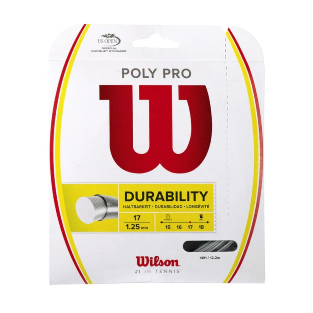 Corda Para Raquete Wilson Poly Pro 17L Unissex - Prata