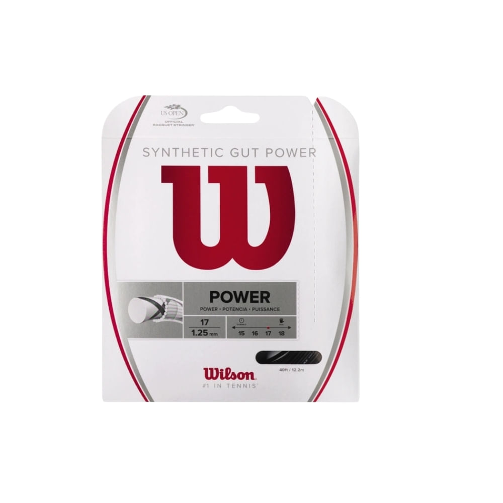 Corda Para Raquete Wilson Synthetic Gut Power 17L 1.25Mm Unissex - Preta