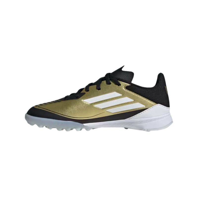 Chuteira-Society-Adidas-Messi-F50-League-Infantil---Dourada-Preta-Branca