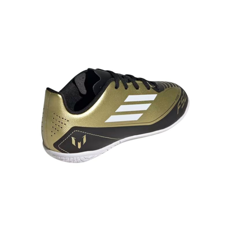 Chuteira-Futsal-Adidas-Messi-F50-Club-Infantil---Dourada-Preta-Branca