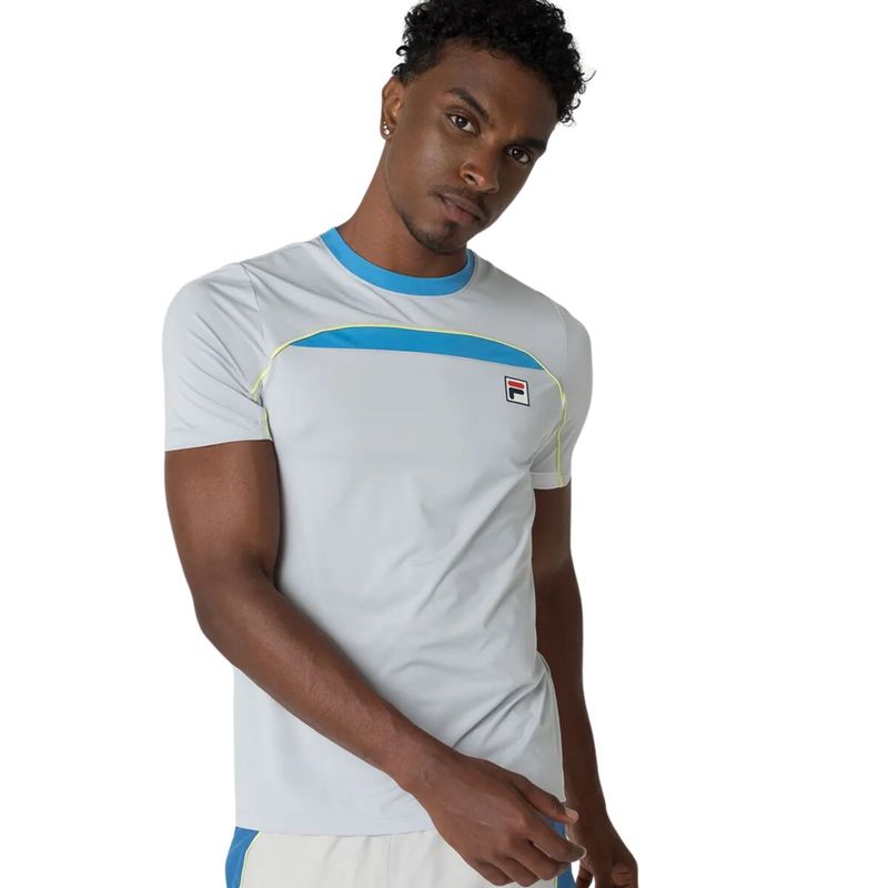 Camiseta-Fila-Backspin-Short-Sleeve-Masculina---Cinza-Amarela