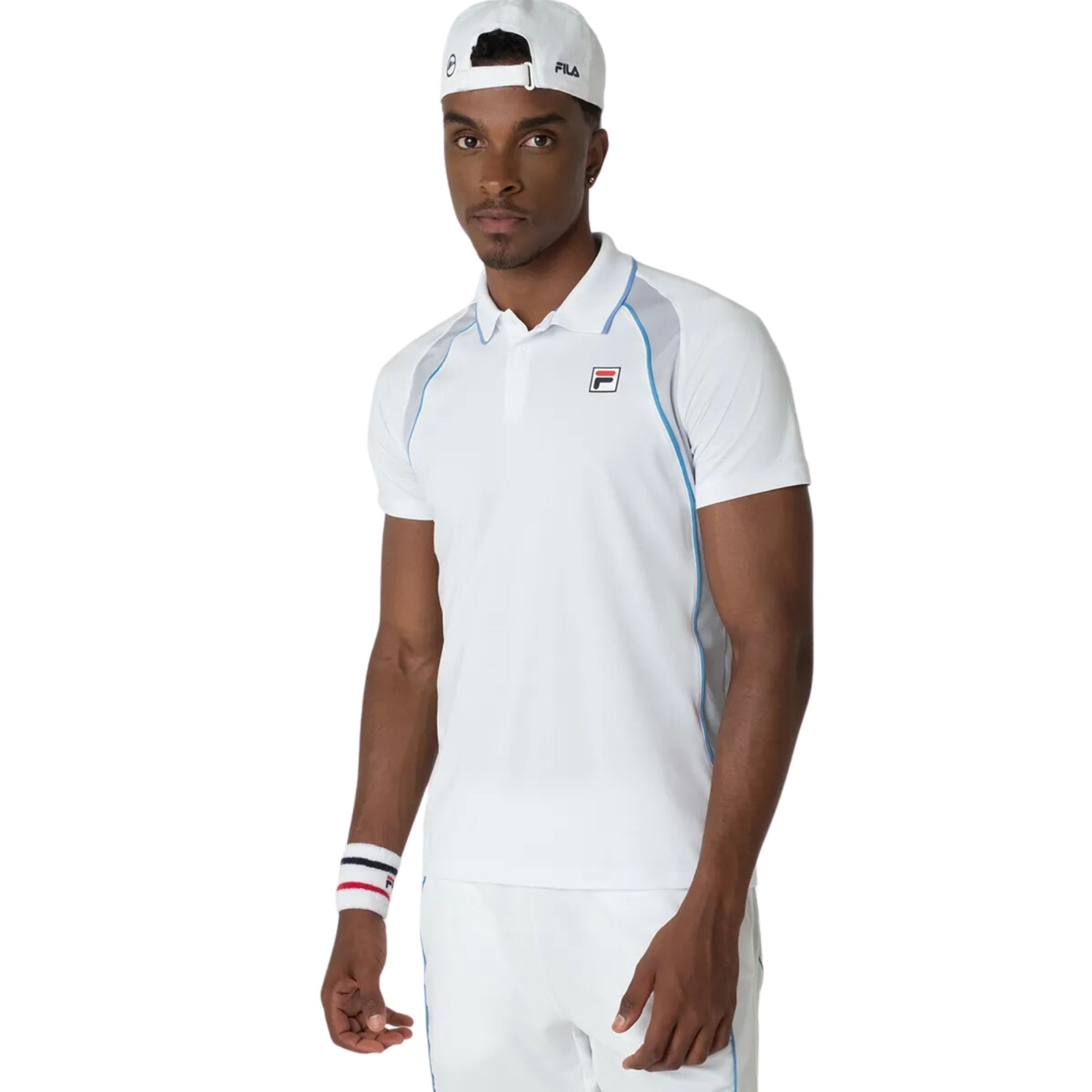 Camisa Polo Fila Backspin Short Sleeve Masculina - Branca/Cinza