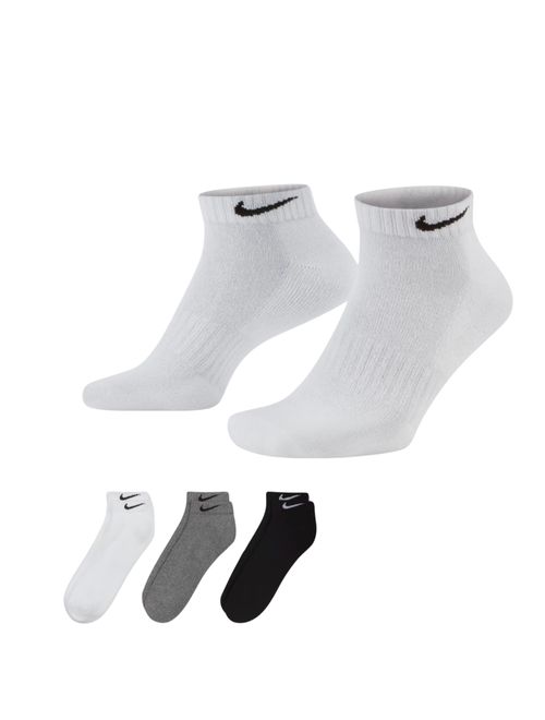 Meia Nike Everyday Cushion 3 Pares Unissex - Branco/Preto/Cinza