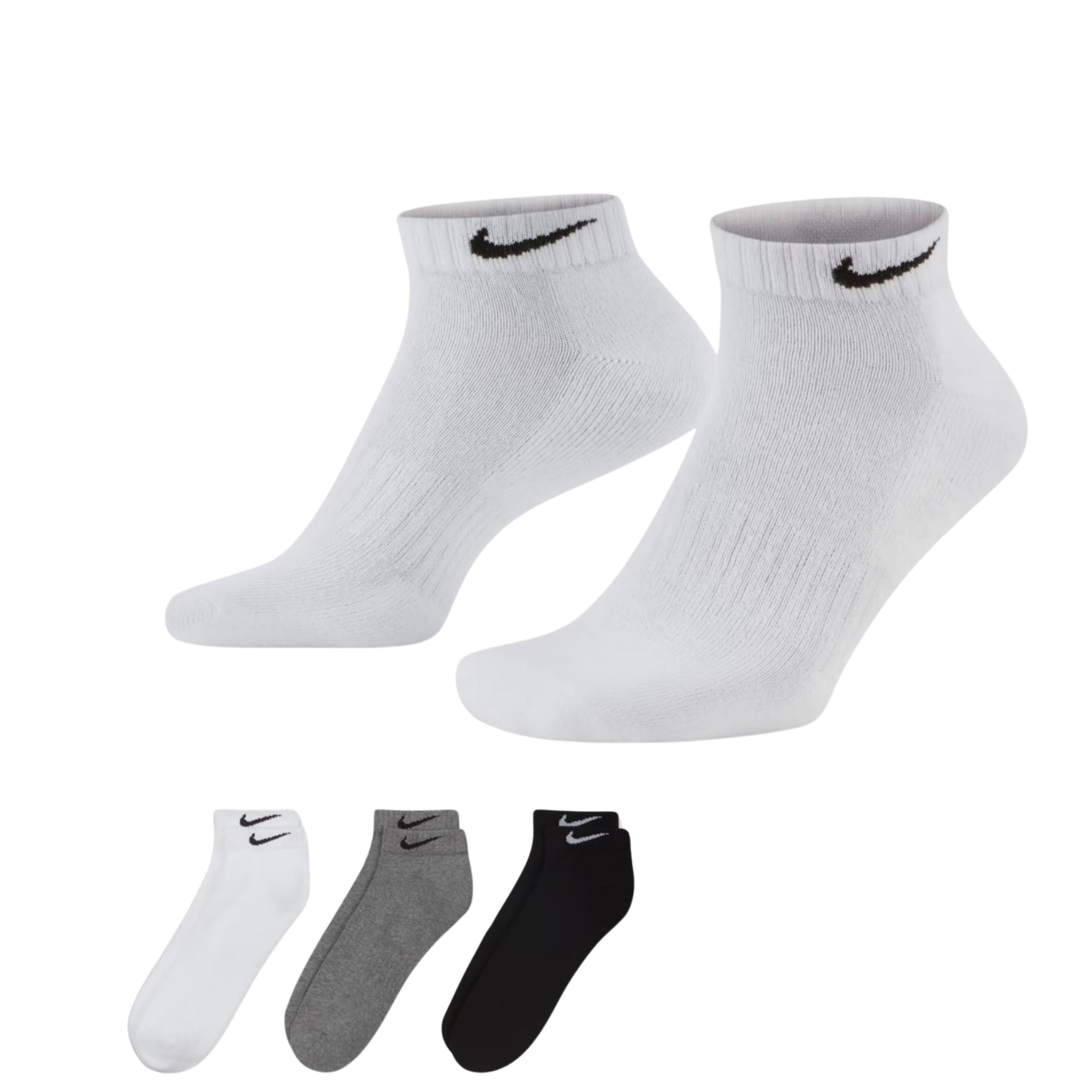Meia Nike Everyday Cushion 3 Pares Unissex - Branco/Preto/Cinza
