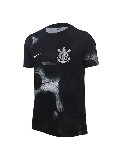Camisa Corinthians Nike Pré Jogo Infantil - Preto/Branco