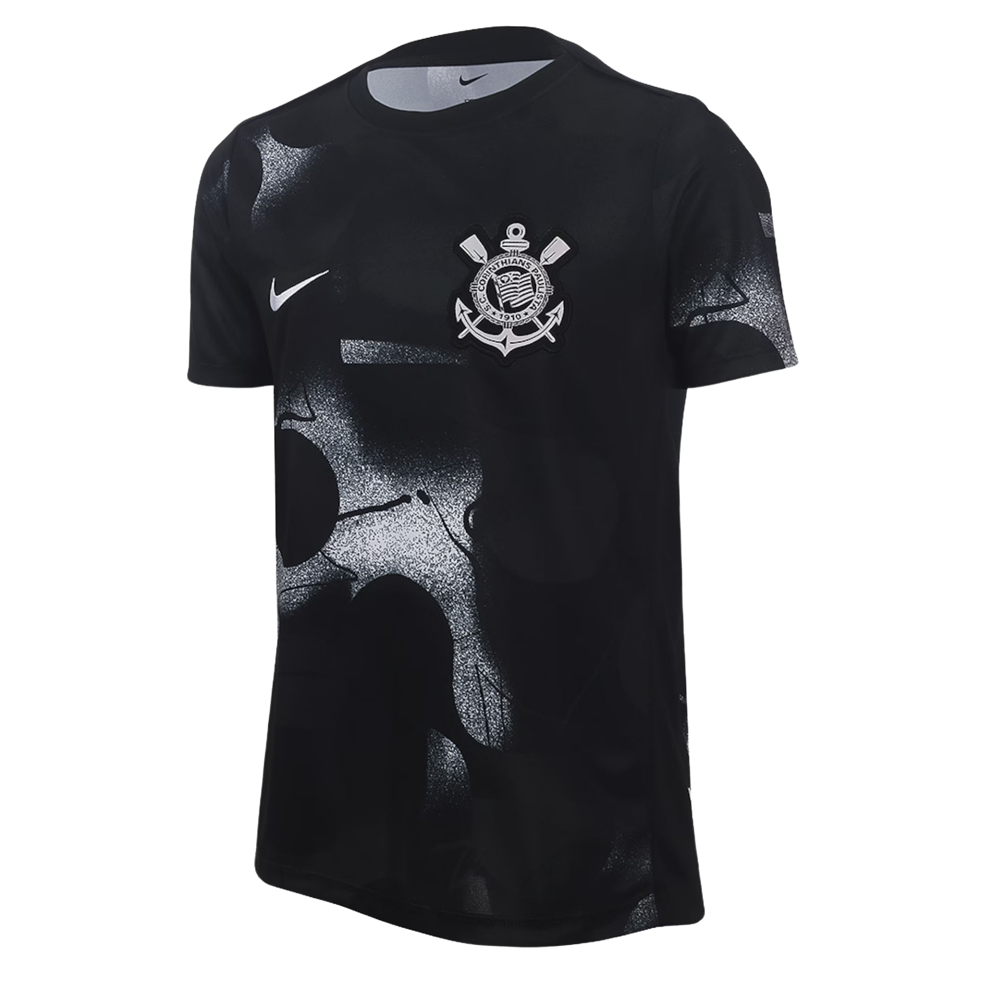 Camisa Corinthians Nike Pré Jogo Infantil - Preto/Branco