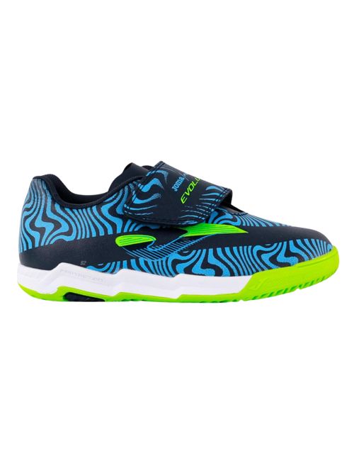 Chuteira Futsal Joma Evolution Velcro Infantil - Azul Marinho/Verde