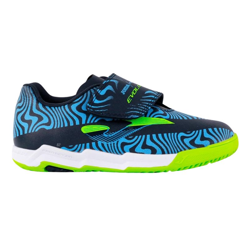 chuteira-futsal-joma-evolution-velcro-infantil-azul-marinho-verde